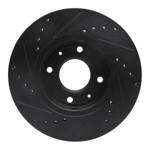 Volvo V40 Brake Rotor (1) - Front Right - R1 Concepts - Drilled & Slotted - Black - `00-`04